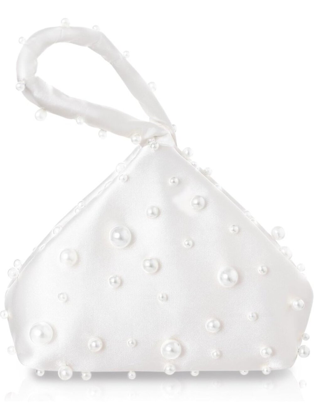 Elegant Pearled Satin Evening Bag | Glam Triangle Clutch Purse for Parties